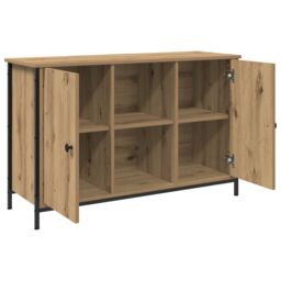 Berkfield Home TV Cabinet Black Oak 101x35x65 cm Engineered Wood & Steel in Brown - Size: 101 x 35 x 65 cm - thumbnail 4