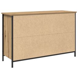 Berkfield Home TV Cabinet Black Oak 101x35x65 cm Engineered Wood & Steel in Brown - Size: 101 x 35 x 65 cm - thumbnail 6