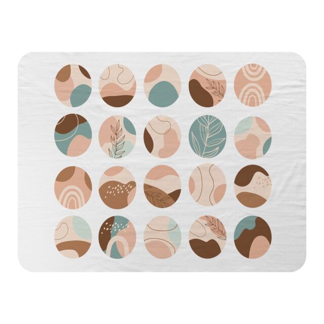 Benjamin Tate Design Round texture & floral icons in pastel colours Designer Blanket in Natural - Size: 120 cm x 150 cm - image 1