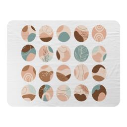Benjamin Tate Design Round texture & floral icons in pastel colours Designer Blanket in Natural - Size: 120 cm x 150 cm - thumbnail 1