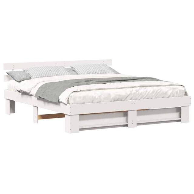 Berkfield Home Traditional with Headboard White 180 x 200 cm Solid pine wood - image 1