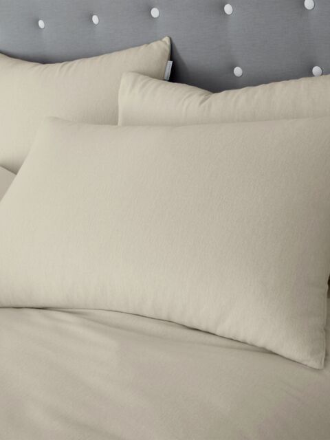 Catherine Lansfield 'Brushed Cotton' Pillowcase Pair in Cream - Size: Standard Pillow Case - image 1