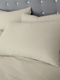 Catherine Lansfield 'Brushed Cotton' Pillowcase Pair in Cream - Size: Standard Pillow Case - thumbnail 1