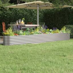 Berkfield Home Garden Raised Bed Powder-coated Steel 332x40x36 cm Silver - Size: 332 x 40 x 36 cm - thumbnail 2
