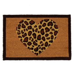 Nicola Spring Coir Door Mat - 60 x 40cm - Leopard Heart - Size: 40 cm x 60 cm - thumbnail 1