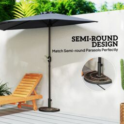 OUTSUNNY 9kg Resin Half Round Parasol Base Umbrella Stand Garden Outdoor Accessories in Bronze - thumbnail 5