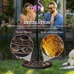 OUTSUNNY 9kg Resin Half Round Parasol Base Umbrella Stand Garden Outdoor Accessories in Bronze - thumbnail 4