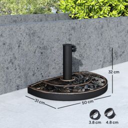 OUTSUNNY 9kg Resin Half Round Parasol Base Umbrella Stand Garden Outdoor Accessories in Bronze - thumbnail 3