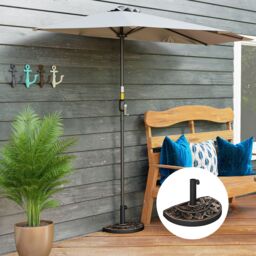 OUTSUNNY 9kg Resin Half Round Parasol Base Umbrella Stand Garden Outdoor Accessories in Bronze - thumbnail 1