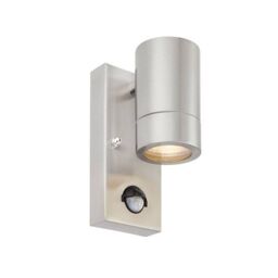 Netlighting Atlantis 1 Light Outdoor PIR Coastal Wall Light Marine Grade Brushed Stainless Steel Glass IP44 GU10 in Grey