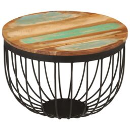 Berkfield Home Coffee Table √ò50x35 cm Solid Wood Reclaimed & Steel - Size: 50x35 cm - thumbnail 9