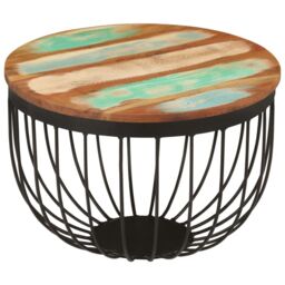 Berkfield Home Coffee Table √ò50x35 cm Solid Wood Reclaimed & Steel - Size: 50x35 cm - thumbnail 7