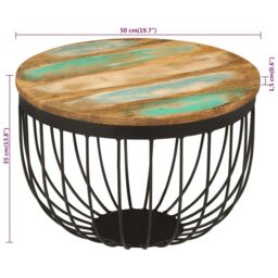 Berkfield Home Coffee Table √ò50x35 cm Solid Wood Reclaimed & Steel - Size: 50x35 cm - thumbnail 6