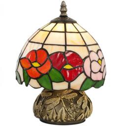 HOMCOM Stained Glass Bedside Lamp, Tiffany Style Table Lamp for Bedroom - thumbnail 2