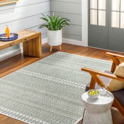 Livabliss Eagean Geometric Blue Beige Yellow Pink In- & Outdoor Rug in Green - Size: 160 cm diameter - thumbnail 8