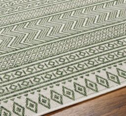 Livabliss Eagean Geometric Blue Beige Yellow Pink In- & Outdoor Rug in Green - Size: 160 cm diameter - thumbnail 3