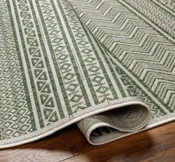 Livabliss Eagean Geometric Blue Beige Yellow Pink In- & Outdoor Rug in Green - Size: 160 cm diameter - thumbnail 4