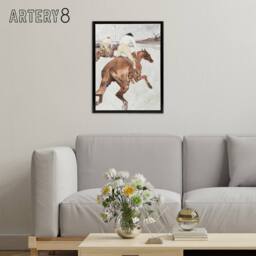 "Artery8 The Jockey Horse Racing Framed Canvas Wall Art Print Toulouse Lautrec in Brown - Size: W12"" x H16""" - thumbnail 3