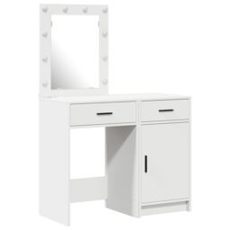 Berkfield Home 2-Piece Dressing Table Set with LED - White Engineered Wood - thumbnail 2