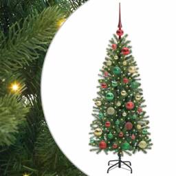 Berkfield Home Elegant Artificial Christmas Tree with 150 LEDs Green 120 cm PE a - thumbnail 3