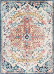 Livabliss Murat-Vintage Blue Yellow Grey Traditional Boho Living Dining Bedroom Rug - Size: 200 cm x 275 cm - thumbnail 2