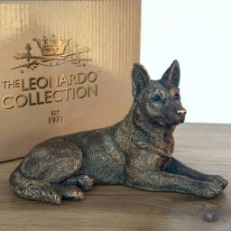 Animal Crackers German Shepherd Dog Figurine, Leonardo Reflections, Gift Boxed in Bronze