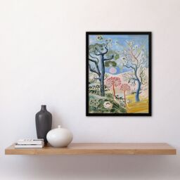 Artery8 Abstract Trippy Pastel Trees Landscape Boho Framed Art Print in Blue - Size: A4 - thumbnail 4