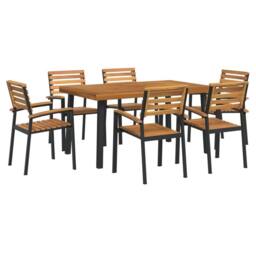 Berkfield Home 7 Piece Garden Dining Set Solid Wood Acacia & Metal in Brown - thumbnail 2