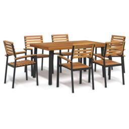 Berkfield Home 7 Piece Garden Dining Set Solid Wood Acacia & Metal in Brown - thumbnail 1
