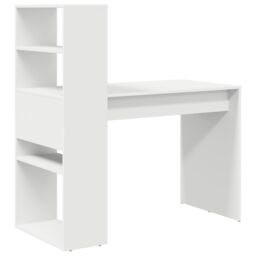 Berkfield Home Desk with Storage White 113x54x120 cm Engineered Wood - Size: 113 x 54 x 120 cm - thumbnail 6