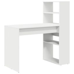 Berkfield Home Desk with Storage White 113x54x120 cm Engineered Wood - Size: 113 x 54 x 120 cm - thumbnail 2