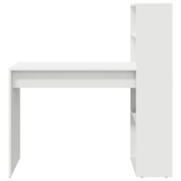 Berkfield Home Desk with Storage White 113x54x120 cm Engineered Wood - Size: 113 x 54 x 120 cm - thumbnail 4