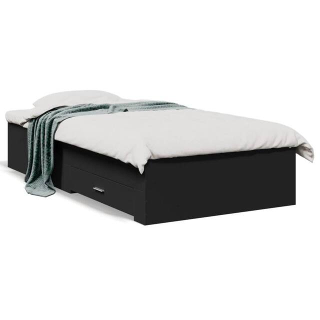 Berkfield Home Bed Frame with Drawers without Mattress Black 75x190 cm Small Single - image 1