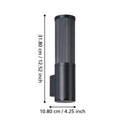 Eglo SALLE Sleek Black Outdoor Wall Light - thumbnail 5
