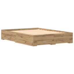 Berkfield Home Bed Frame with Drawers Artisan oak Engineered wood 140 x 200 cm in Brown - thumbnail 2