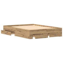Berkfield Home Bed Frame with Drawers Artisan oak Engineered wood 140 x 200 cm in Brown - thumbnail 5