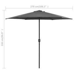 Berkfield Home Outdoor Parasol with Aluminium Pole 270x246 cm Anthracite in Charcoal - thumbnail 7