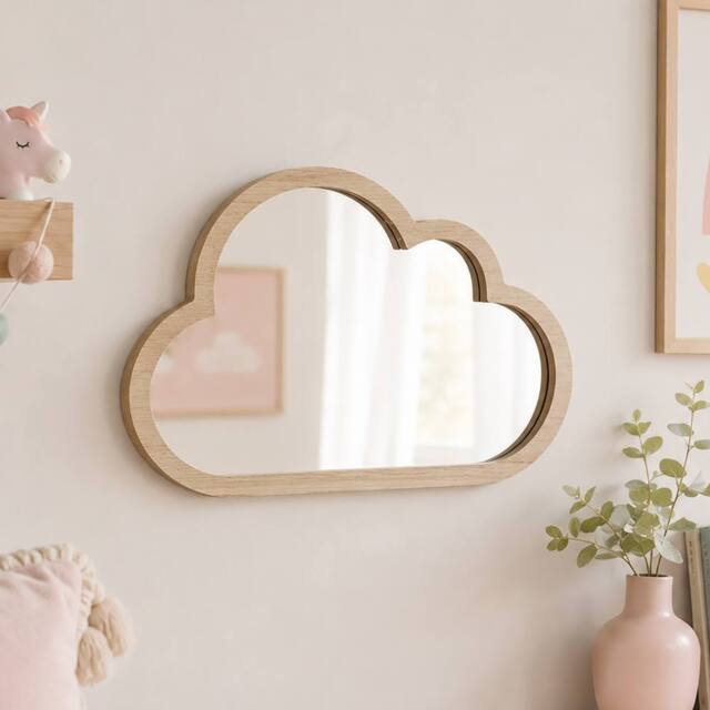 Marco Paul Wooden Baby Cloud Shape Mirror in Beige - Size: 30 cm x 30 cm x 34 cm - image 1