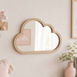 Marco Paul Wooden Baby Cloud Shape Mirror in Beige - Size: 30 cm x 30 cm x 34 cm