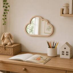 Marco Paul Wooden Baby Cloud Shape Mirror in Beige - Size: 30 cm x 30 cm x 34 cm - thumbnail 4