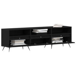 Berkfield Home TV Cabinet Black 150x30x44, 5 cm Engineered Wood - thumbnail 3