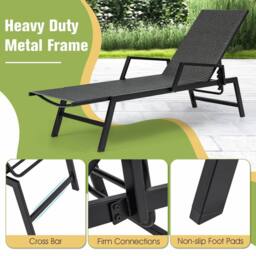 Costway Wicker Outdoor Chaise Lounge Adjustable Rattan Garden Lounge Chair in Brown - thumbnail 6