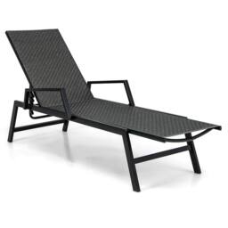 Costway Wicker Outdoor Chaise Lounge Adjustable Rattan Garden Lounge Chair in Brown - thumbnail 1