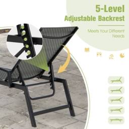Costway Wicker Outdoor Chaise Lounge Adjustable Rattan Garden Lounge Chair in Brown - thumbnail 5