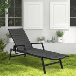 Costway Wicker Outdoor Chaise Lounge Adjustable Rattan Garden Lounge Chair in Brown - thumbnail 3