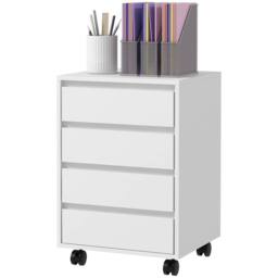 STILVORA Four-Drawer Office Filing Cabinet with Wheels in White - thumbnail 5
