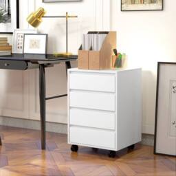 STILVORA Four-Drawer Office Filing Cabinet with Wheels in White - thumbnail 3