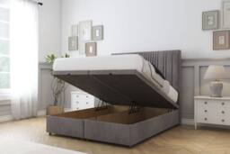 "Sloomy Kingsley Naples Ottoman Bed Set With 54"" Floor Standing Headboard in Grey - Size: Small Single" - thumbnail 2