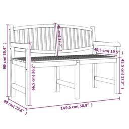 Berkfield Home Garden Bench 149.5x60x90 cm Solid Teak Wood in Brown - thumbnail 6
