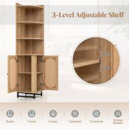 FORGEVIO Space-saving Corner Shelf Bathroom PE Rattan Corner in Brown - thumbnail 7